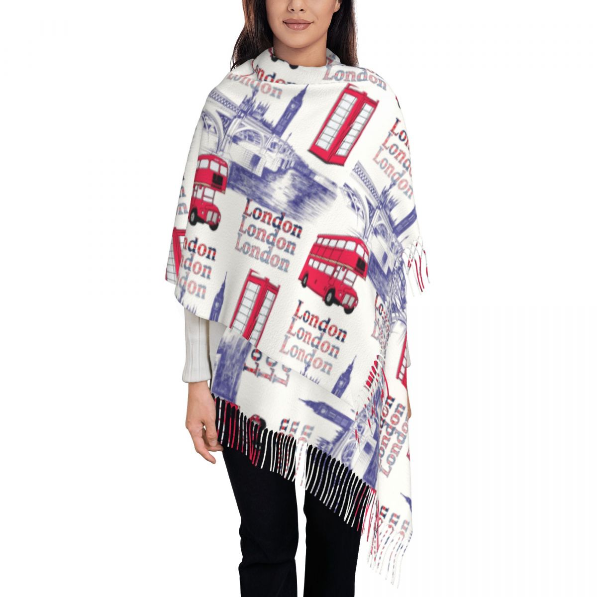 Pashmina Wrap Large - Londres inglaterra cenas xales envolve inverno