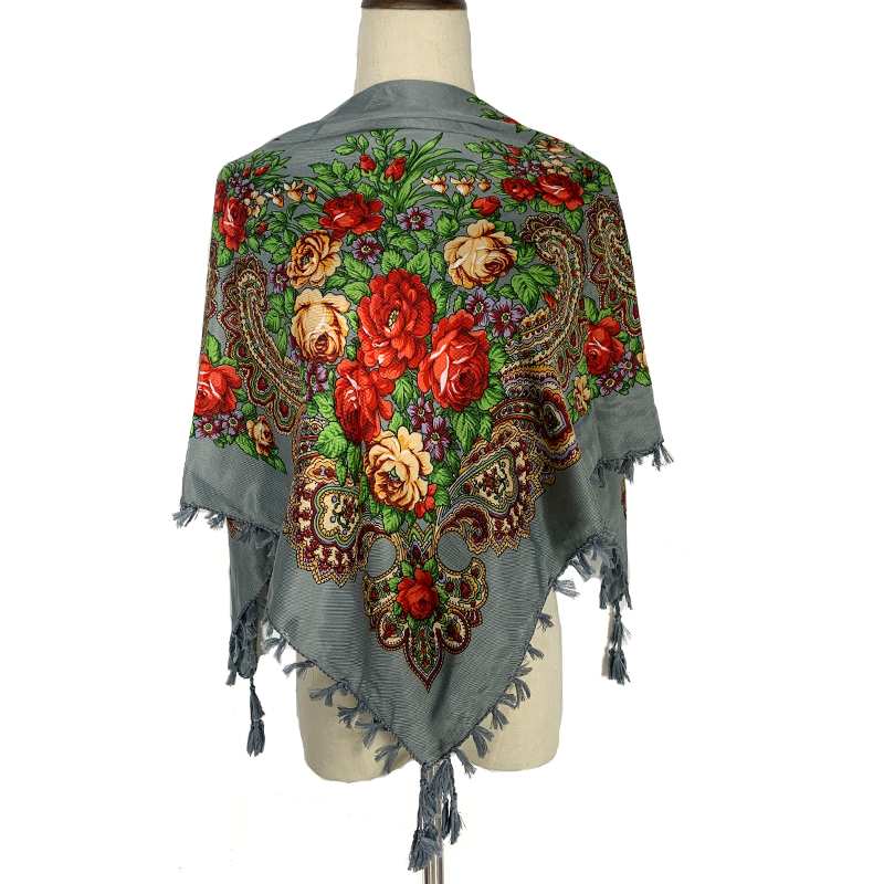 Bandana Cotton - 90*90cm feminino lenço quadrado floral russo
