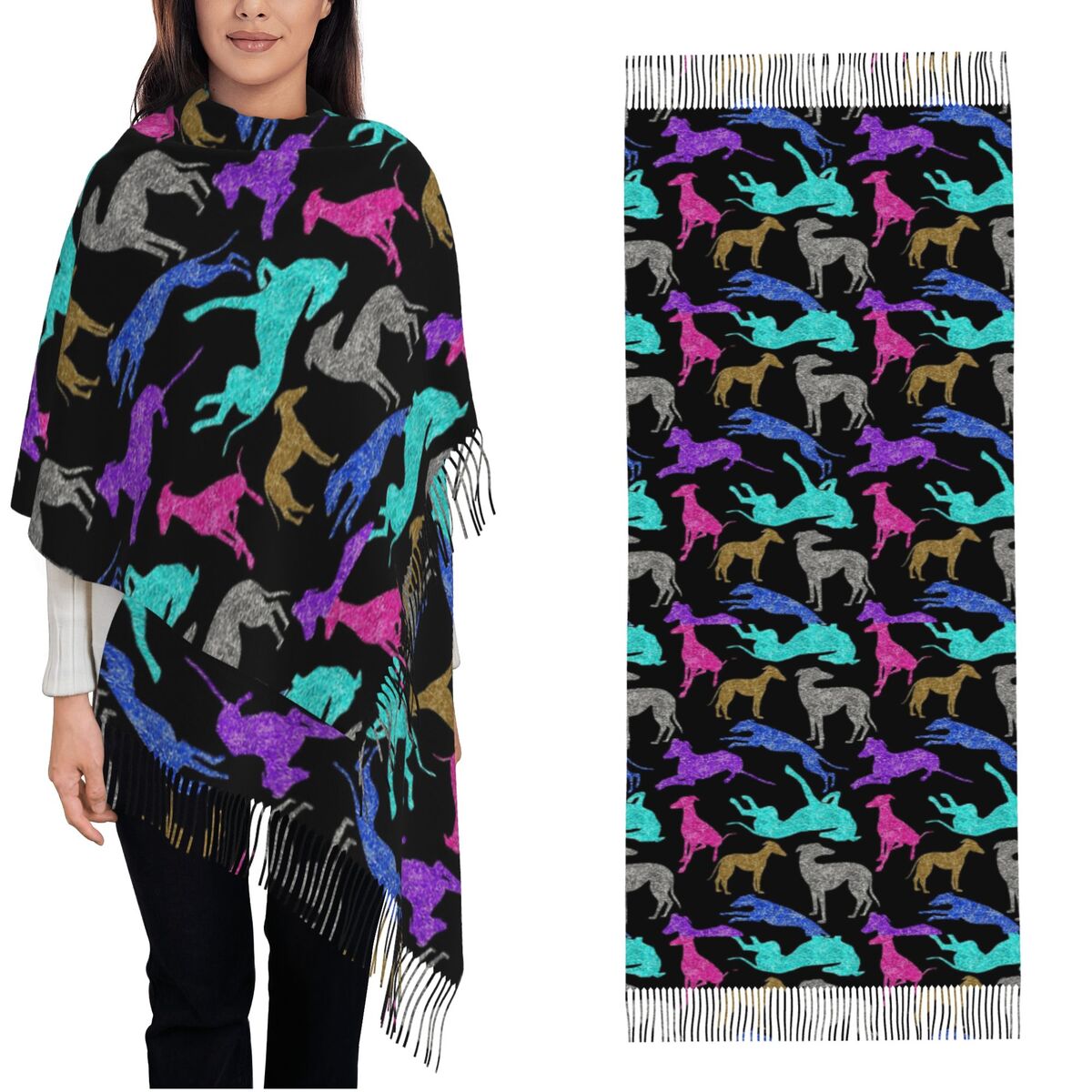 Pashmina Wrap Large - Greyt Greyhound Combo Cachecol Quente Pashmina