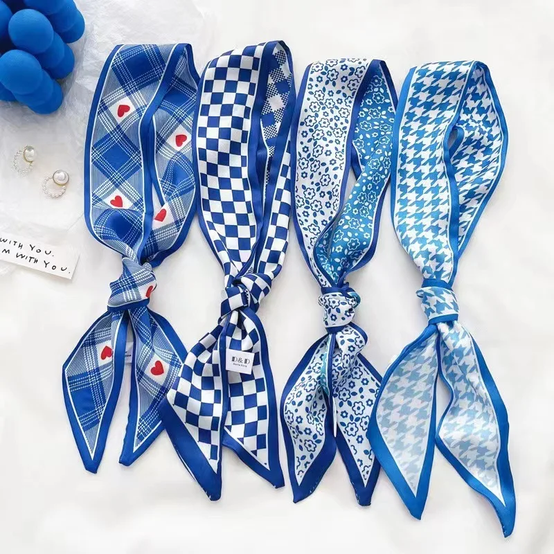 Bandana Cotton - Lenço de seda azul Klein, novo