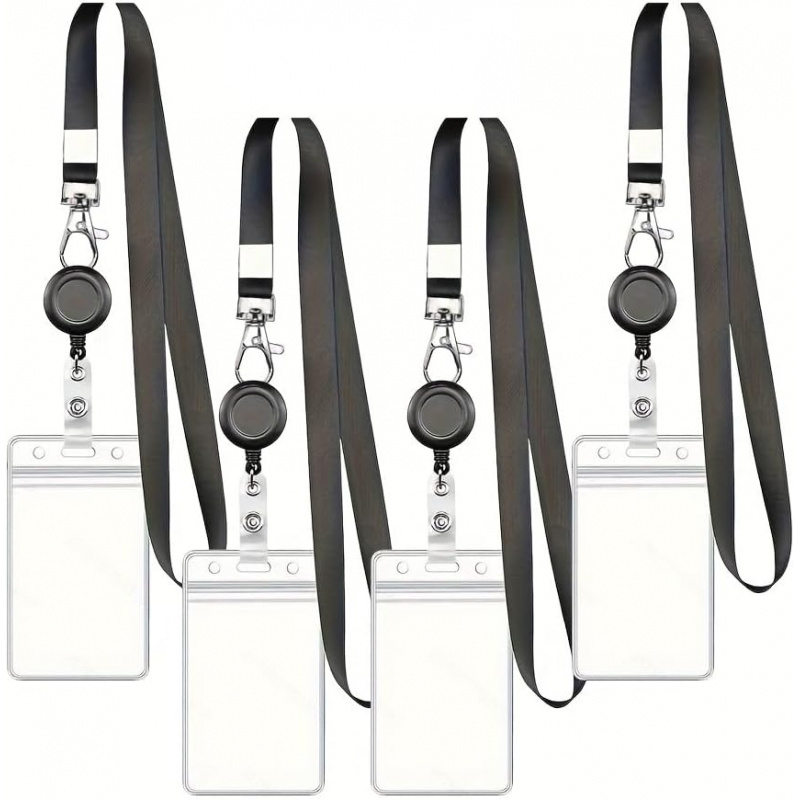 Kit com 4 Cordões Retráteis Pr - Lanyard Badge Holder avaliação e preço