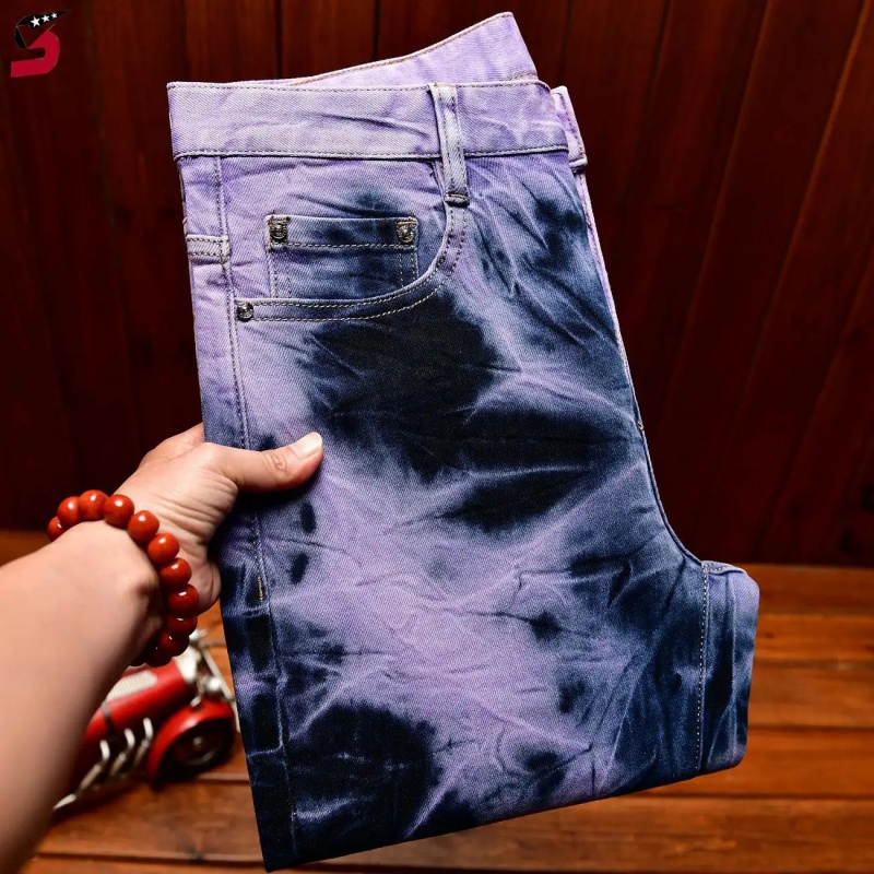 Calça Jeans Retrô Tie Dye Roxa - Skinny Tie Men avaliação e preço