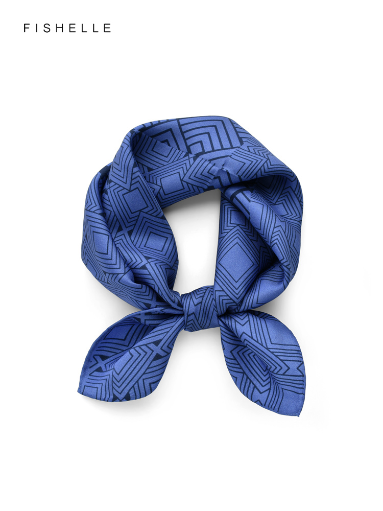 Lenço de seda estampado geomét - Silk Neck Scarf avaliação e preço