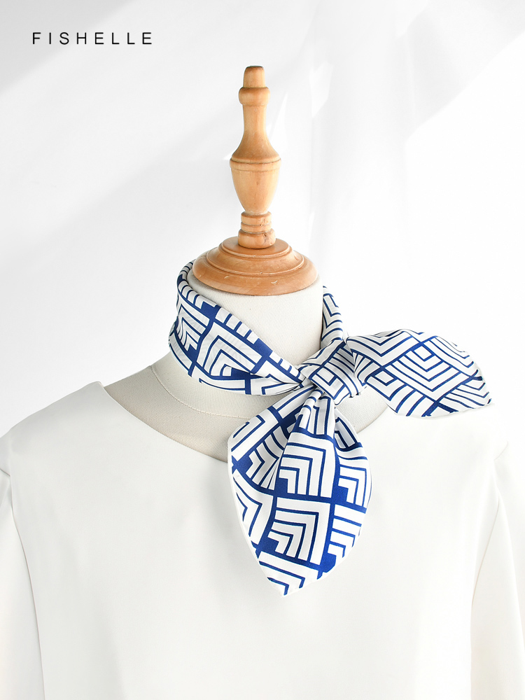 Lenço de seda estampado geomét - Silk Neck Scarf avaliação e preço