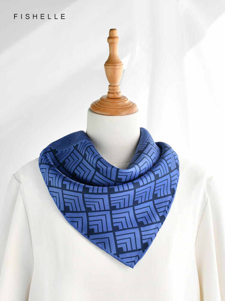 Lenço de seda estampado geomét - Silk Neck Scarf avaliação e preço