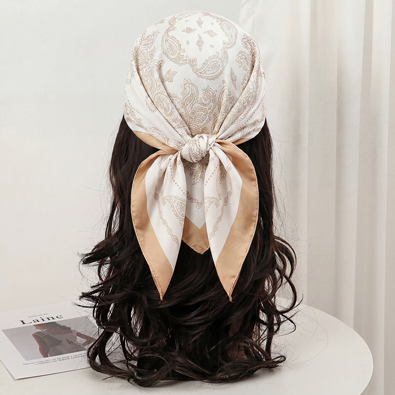 Lenço Quadrado Vintage Bege co - Silk Neck Scarf avaliação e preço