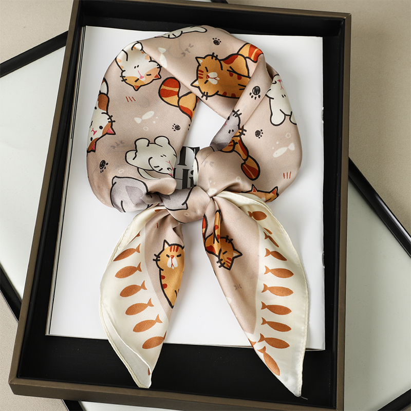 Luxo xale de seda gato gordo l - Silk Neck Scarf avaliação e preço