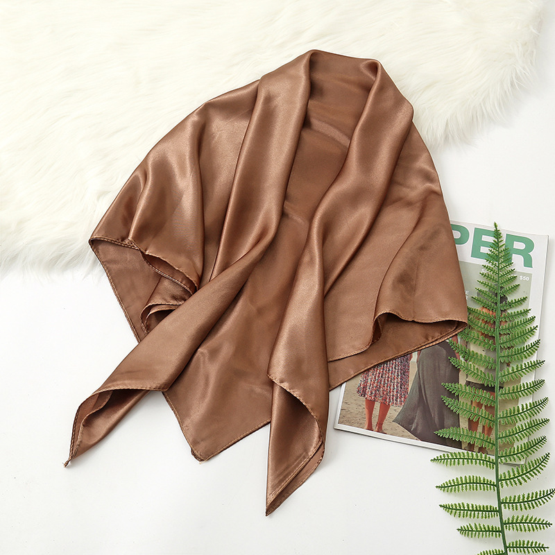 90cm cores sólidas lenço hijab - Silk Neck Scarf avaliação e preço